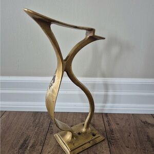 TALL 15” Vintage Solid Brass Shoe Last Sculpture - MCM Cobbler Form